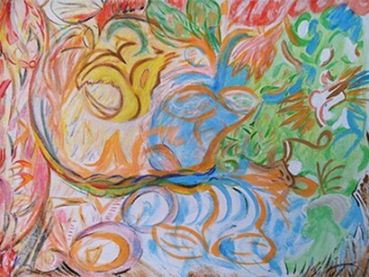 Apple Picking, acrylic on canvas, 12 x 16 inches