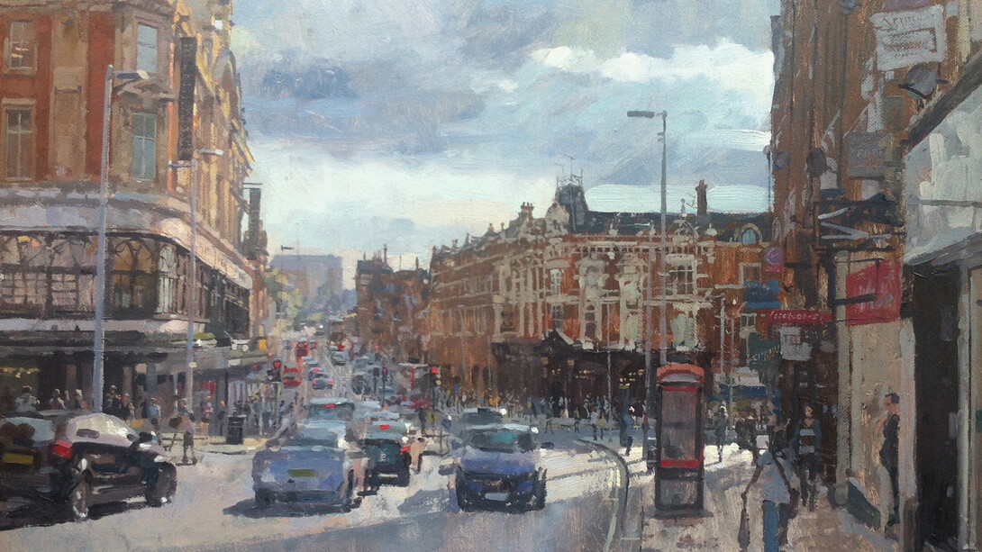Benjamin Hope, Clapham Junction from Lavender Hill, Oil on Canvas, 2015, 50 x 40 cm