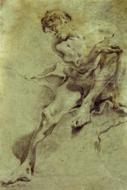 Giambattista Tiepolo, Accademia di nudo virile, 1724-1725 ca, gessetto nero e bianco su carta cerulea filigranata, 458 x 325 mm
Verona, Gabinetto Disegni e Stampe dei Musei Civici, foto Umberto Tomba