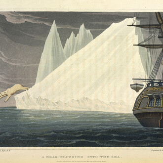 Walter William May, ‘HMS Assistance and Pioneer in Winter Quarters’, London, 1855, on display in Lines in the Ice. Photography courtesy of British Library.