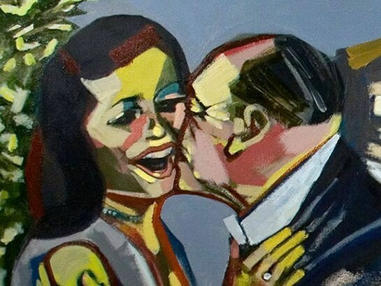 Anna Navasardian, Dinner (detail), Acrylic on Canvas, 52.0 x 72.0 inches | 132.1 x 182.9 cm