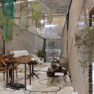 Gabriele Silli, Immenso spermatozoo sottomarino (Immense submarine spermatozoon), exhibition view. Courtesy of D’Arc Foundation