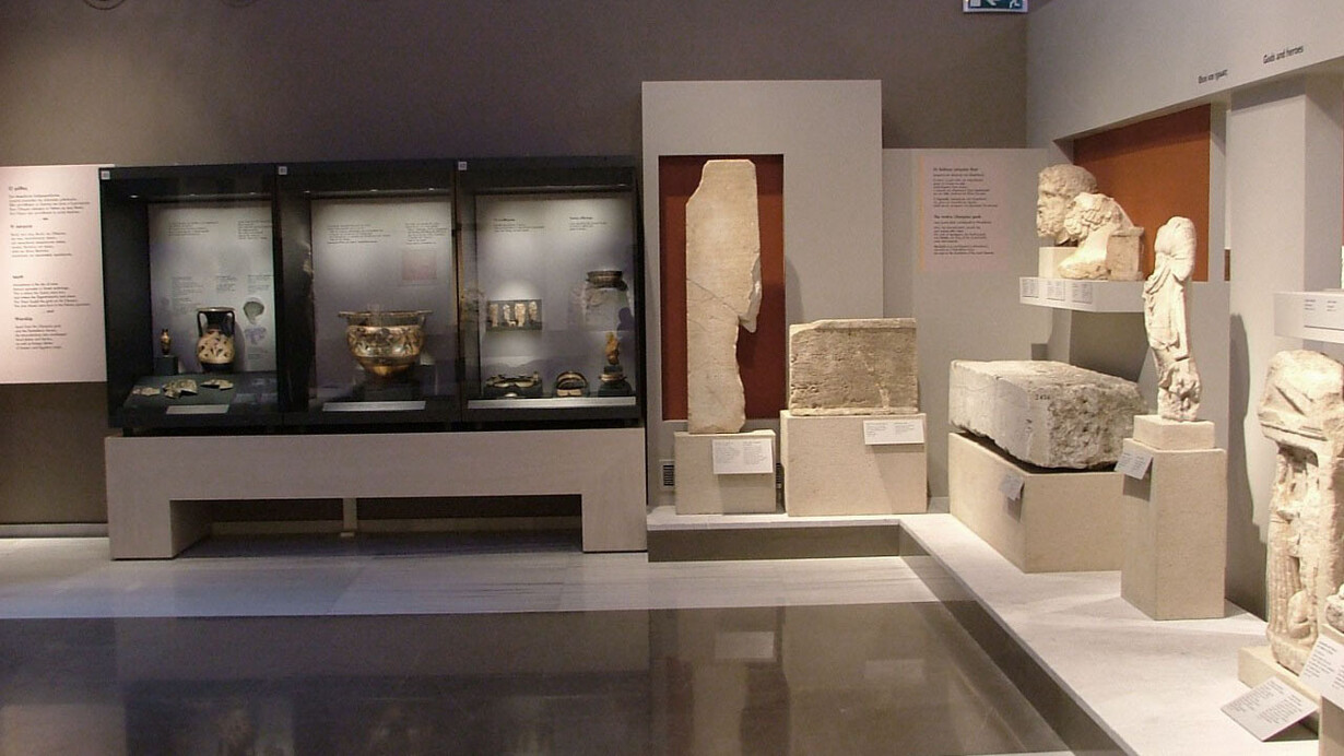 In Macedonia from the 7th century BC until the late antiquity, exhibition view. Courtesy of Archaeological Museum of Thessaloniki