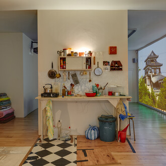 Fiona Tan, Ghost Dwellings III, 2013-14, HD video, colour, stereo, room installation, Loop duration : 5 m 30 s, Edition of 4, Courtesy the artist and Frith Street Gallery, Photographer: Alex Delfanne