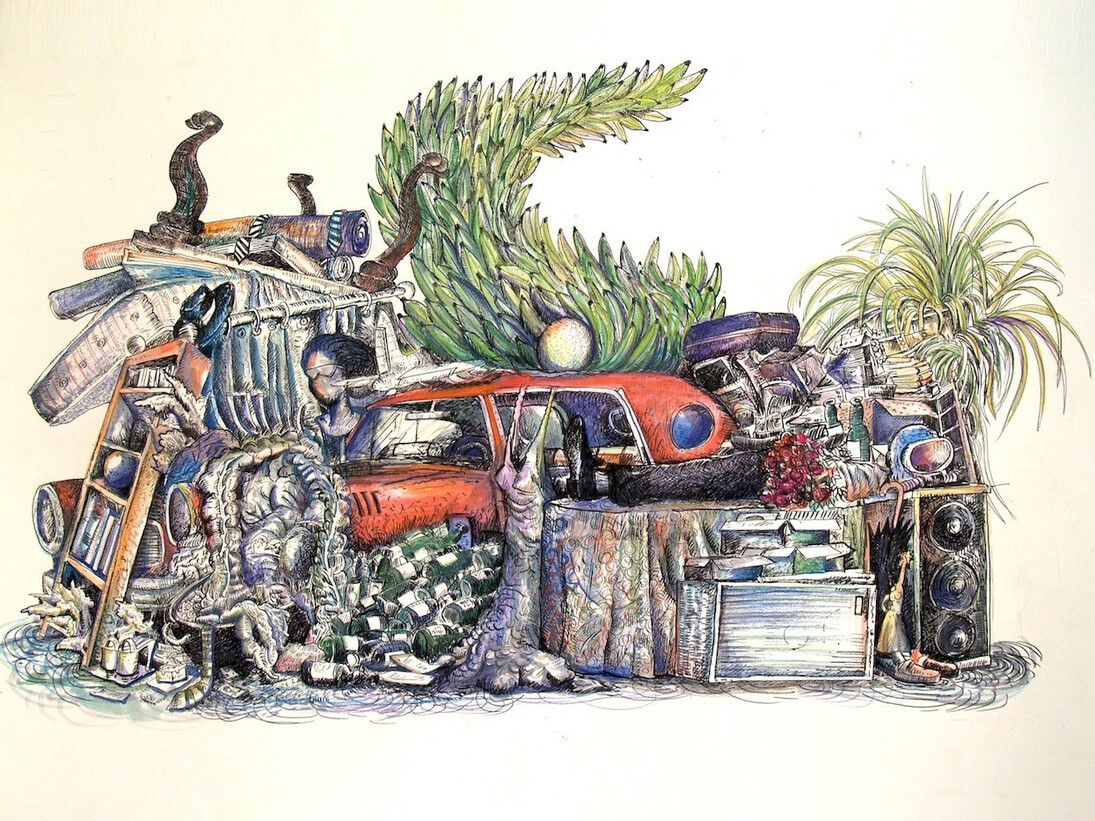 Raúl Recio, "Lo que quedo", 30" x 22", tinta sobre papel, 2014