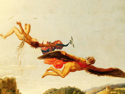 Detalle de "La caída de Ícaro" de Carlo Saraceni, 1606-7