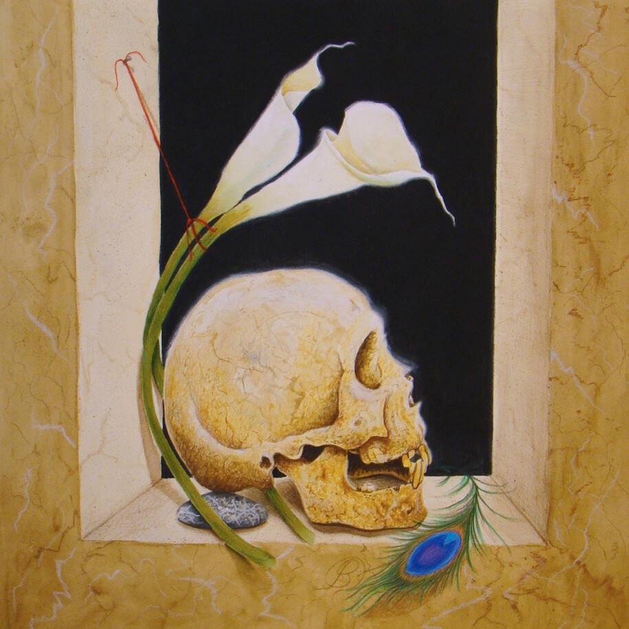 Jon Christopher Gernon - Memento Mori - Watercolor, acrylic & pencils on paper - 12 x 12in