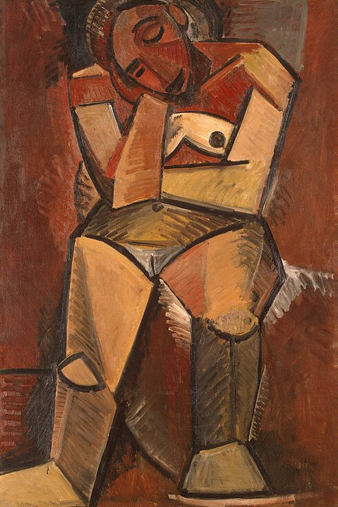 Pablo Picasso; Mujer sentada (Meditación), 1908, Museo del Hermitage, San Petersburgo (detalle)