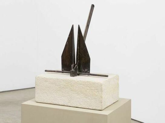 Ian Hamilton Finlay, Swallow, 1998. Bronze and stone, 22 3/4 x 15 3/4 x 14 1/4 inches, edition of 2. Courtesy of David Nolan Gallery, New York. © Estate of Ian Hamilton Finlay.
