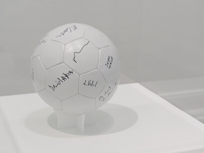 Joe Fletcher Orr, The Game pt2, 2015, Football and marker pen
