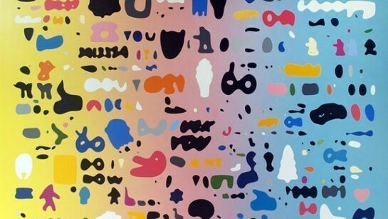 "The world's greatest everything" (2013), Waterborne, enamel, acrylic and resin on cradled wood panel. 40 x 50 inches.