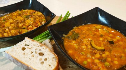 La ribollita, zuppa a base di pane raffermo, verdure e legumi, tipica della cucina toscana