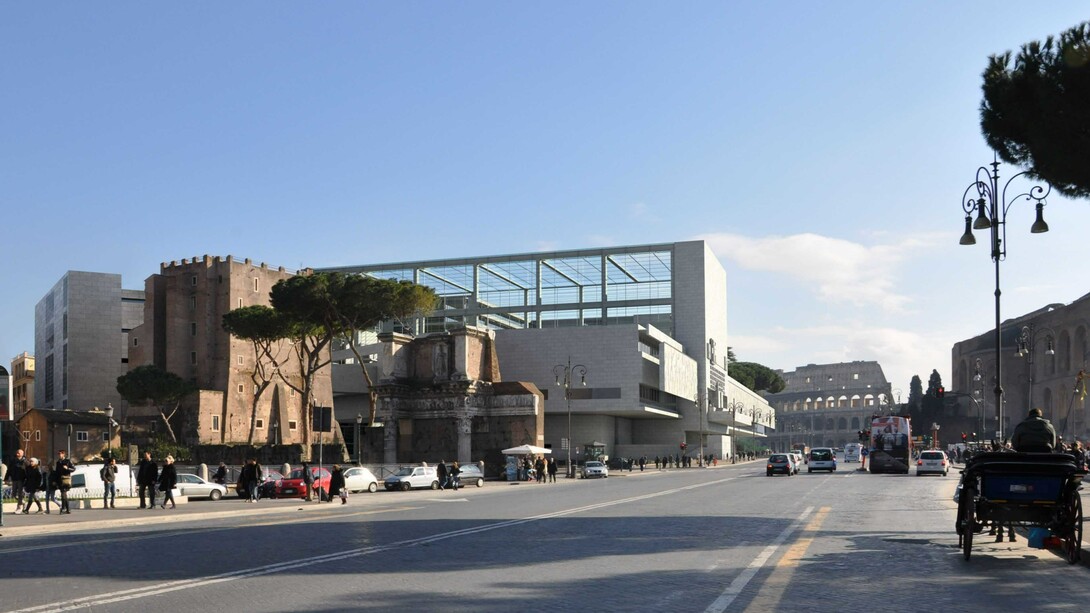 Giuseppe Terragni, Progetto per Palazzo Vetro e Ceramica con inserimento contesto urbano, credits Casa dell'Architettura di Roma