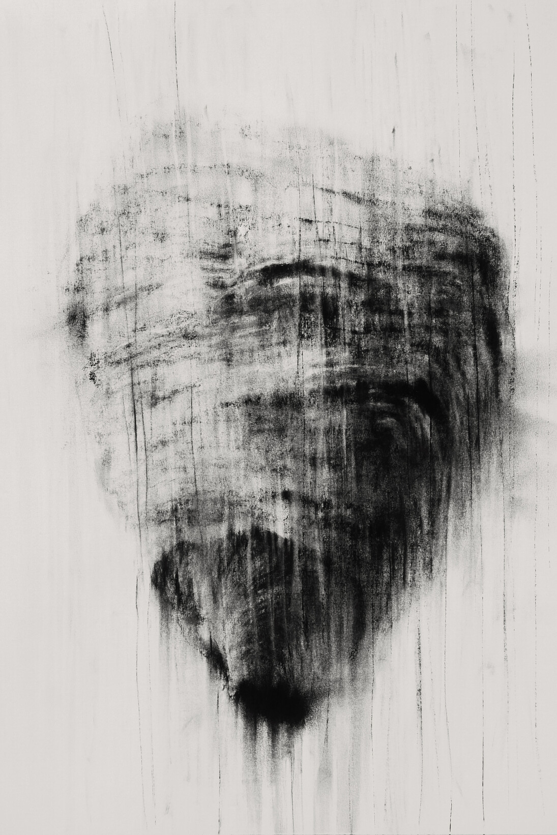 Guy Oberson, Nesting #1, pierre noire sur papier, 70 x 60 cm, 2013, Courtesy Galerie Eric Mouchet