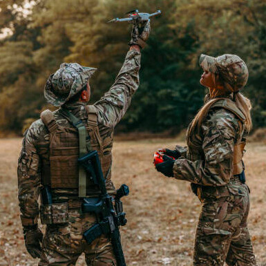 Special operations forces using drones during military training