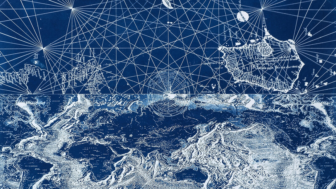 Andrea Mariconti, Oce.nus I, cianotipie tratte dalla progettazione di Naeuma antimatter, 2021. Per gentile concessione di Anna Defrancesco