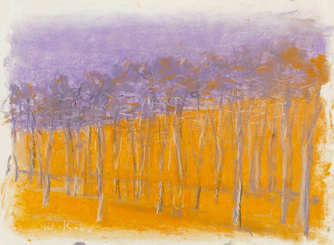 Wolf Kahn,
Orange and Purple, 2015 
Pastel on paper 
15 x 22 inches
