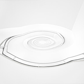 Candida Höfer, Neuer Stahlhof Düsseldorf I 2012 photograph, C print, 70 7/8 x 96 1/2 inches (180 x 245 cm) © Candida Höfer/VG Bild-Kunst, Bonn, Courtesy: Sean Kelly, NY