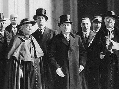 Benito Mussolini e il cardinale Pietro Gasparri