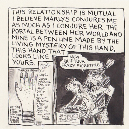 Forestory Backword, 2016, Ink on paper
8" x 9 1/2" each (8 pages). Courtesy of Adam Baumgold