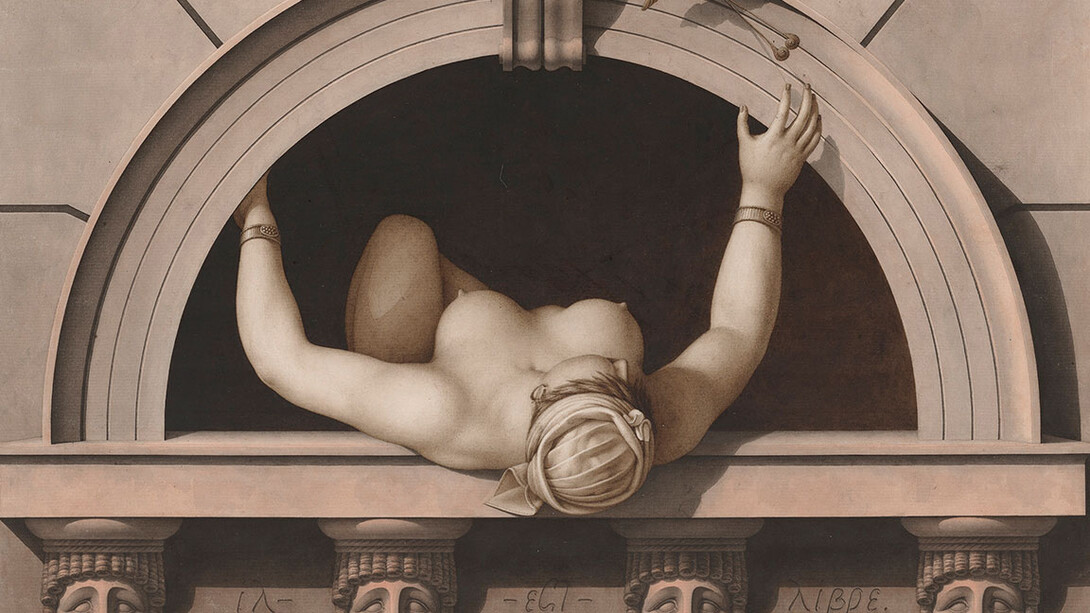 Jean-Jacques Lequeu (1757–1826)
He Is Free, 1798 or 1799
Pen and black ink, brown and red wash.
Bibliothèque nationale de France, Departement des Estampes et de la photographie.