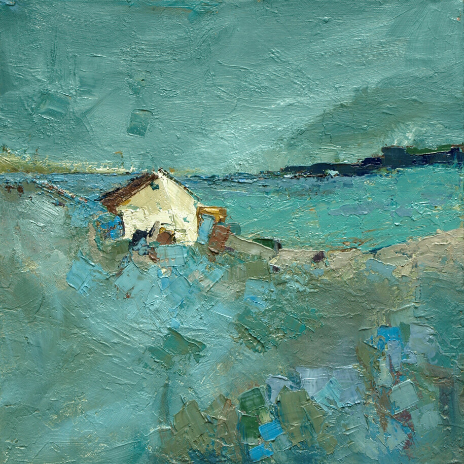 Cottage by the Sea, oil on canvas, 40 x 40 cm