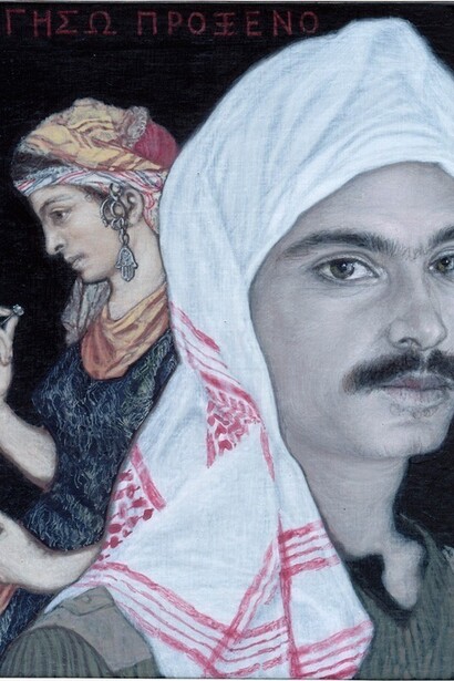 Emmanouil Bitsakis, Hegeso, 2014, acrylic on cardboard, 12.5 Χ 9.5 cm, Courtesy Kalfayan Galleries, Athens - Thessaloniki