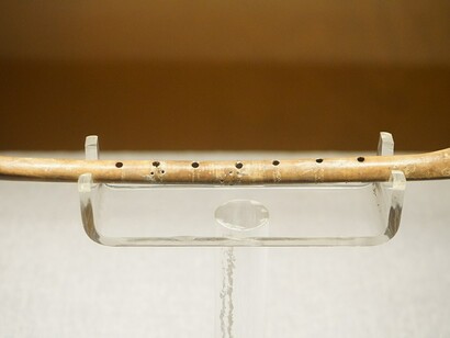 One of the "Gudi" flutes discovered at Jiahu is currently on display at the Henan Museum in China