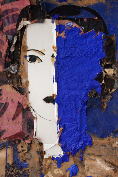 RManolo Valdés, Retrato en azul y blanco (detail), 1999. Courtesy of Opera Gallery