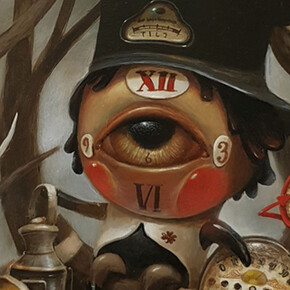 Jesús Aguado, "Looking for time", acrylic on panel, 16 x 16 inches