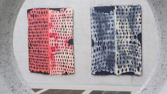 Nicolas Lobo, The Leisure Pit (detail), 2015, Installation view Pérez Art Museum Miami Concrete, rubber sandals, glass pool tiles, metal hardware. Dimensions variable, Photo: STUDIO LHOOQ