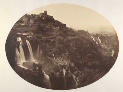 Robert Macpherson (British, 1811–1872)
The Valley of the Anio, with the Upper and Lower Cascatelle, Mecenas's Villa, and Distant Campagna, 1858 or earlier, Albumen silver print from glass negative. The Metropolitan Museum of Art, Gilman Collection, Purchase, W. Bruce and Delaney H. Lundberg Gift, 2005
