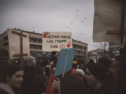 Čačak, Serbia, January 26, 2025: Citizens join student-led protests demanding accountability for the Novi Sad canopy collapse that killed 15 people