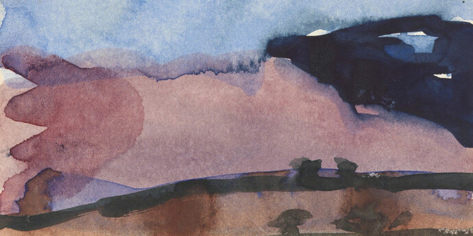 Klaus Fussmann, Die großen Sanddünen von Colorado, Aquarell auf Karton, 1984, 10,2 x 15,2 cm // © Klaus Fußmann, 2018
 