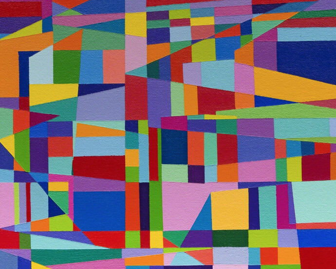 Peripheral thought, house photo word movie paint, singular color. Courtesy of Lora Schlesinger Gallery