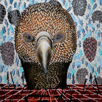 Omar Ba, You can see after (detail), 2014, Huile, gouache, crayon, encre de Chine sur carton ondulé, 200 x 150 cm, Courtesy de l'artiste et galerie Anne de Villepoix, Paris