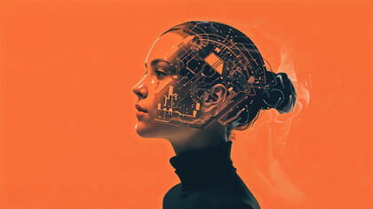 Digital art illustrating an AI technology background