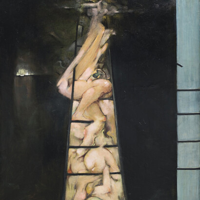 Dorothea Tanning, To Climb a Ladder, 1987, Oil on Canvas, © The Estate of Dorothea Tanning; Courtesy The Dorothea Tanning Foundation and Alison Jacques Gallery, London; Photography Michael Brzezinski