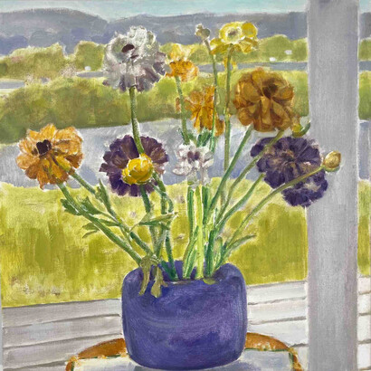 Daisy Craddock, From the Porch, 2023. Oil on canvas, 16h x 16w in. Courtesy of Garvey | Simon