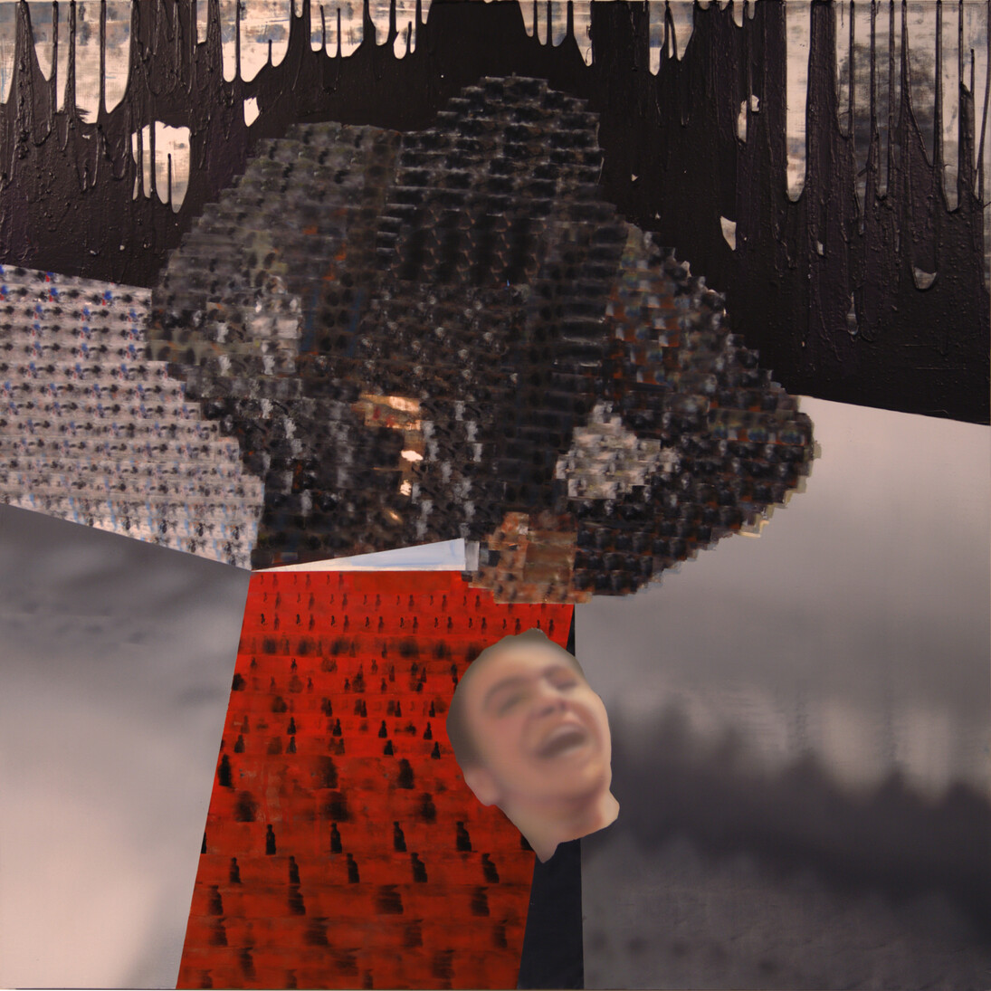Taha Heydari, See something say something, Acrylic on board (wood), 47 x 47.4 inches, 2015