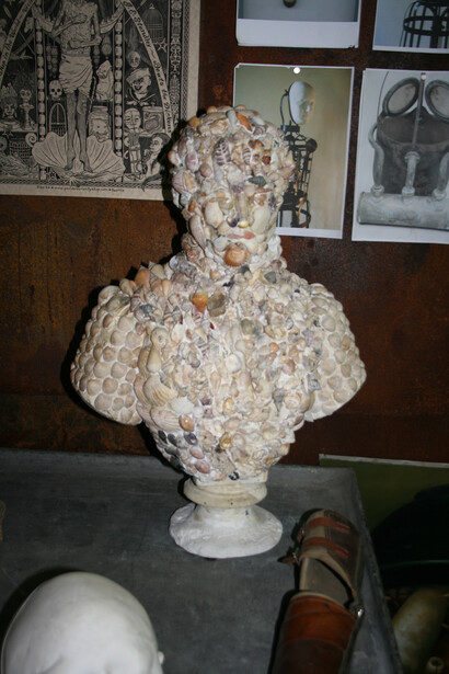 A statue made out of shells
