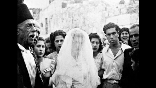 Dor Guez, Samira in her wedding gown, the first Christian Palestinian wedding in Lod, after 1948, from: Scanograms #1, 15 archival ink-jet prints each 25 1⁄2 × 31 1⁄2 inches, 2010