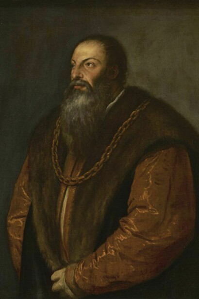 Titian (1477–1576) (detail), Pietro Aretino, c. 1537, Oil on canvas, 40 1/8 x 33 3/4 inches, The Frick Collection, New York. Photo: Michael Bodycomb