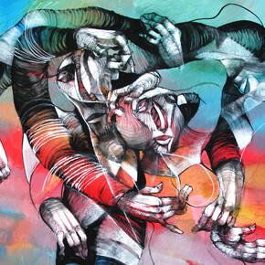 Family, 100+ù120, acrylic on canvas. Detail