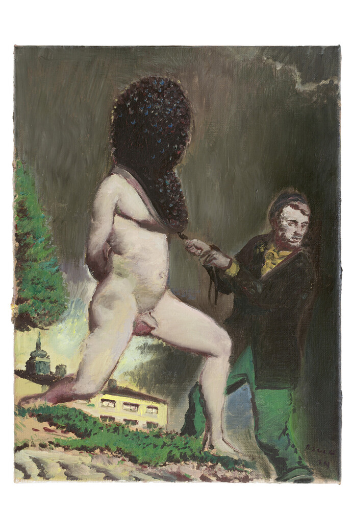Neo Rauch, Am Rand, 2014, Oil on canvas, 15 5/8 x 11 5/8 inches (39.5 x 29.5 cm)