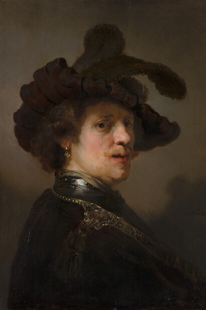 Rembrandt van Rijn, “Tronie” de un hombre con una gorra con plumas (detalle), hacia 1635-1640. Cortesía del Museo Thyssen-Bornemisza