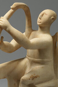 Marble seated harp player, Cycladic figurine, Greek and Roman Department, Metropolitan Museum, New York USA