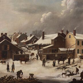 Francis Guy, Winter scene in Brooklyn (detail), ca. 1819–20. Courtesy of Brooklyn Museum