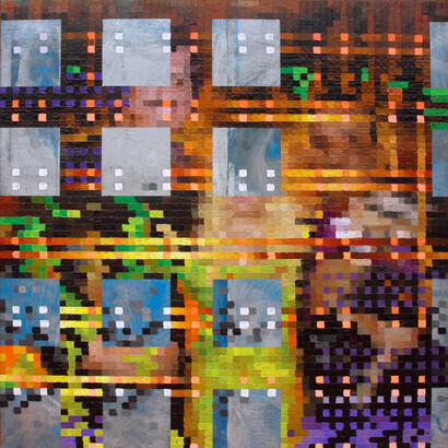 Ned Martin, "With Antonio Rubio 1", Oil on aluminum, 33 x 33", 2014