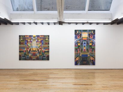 Jack Arthur Wood, One thing's sure, I’m here to see those lights, 2023, installation view. Courtesy the artist and Rachel Uffner Gallery, NYC
 
